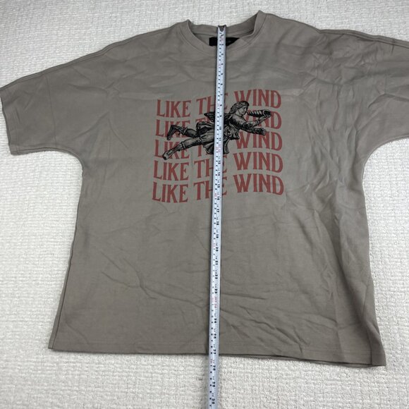 TEE LIBRARY Oversized T-Shirt Men M Made in Korea Grey ''Like The wind'' Graphic - Picture 9 of 15